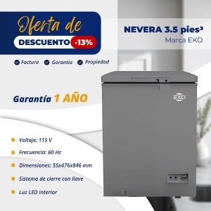 Nevera 3.5 Pies³ EKO - Compacta, Eficiente y Moderna para tu Hogar