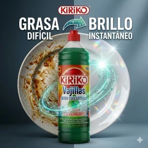 Lava Vajilla Extra Concentrado Kiriko 1L – Máximo Poder Desengrasante y Ahorro