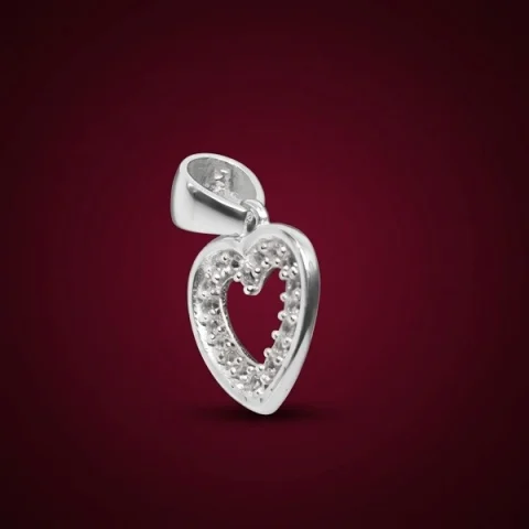 Dije corazón plata ley 925 calado con detalles de micropavé texturizado y brillo elegante