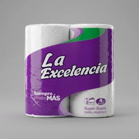 Pack de papel higiénico La Excelencia de 4 rollos dobles capas super suave de alto rendimiento para el hogar