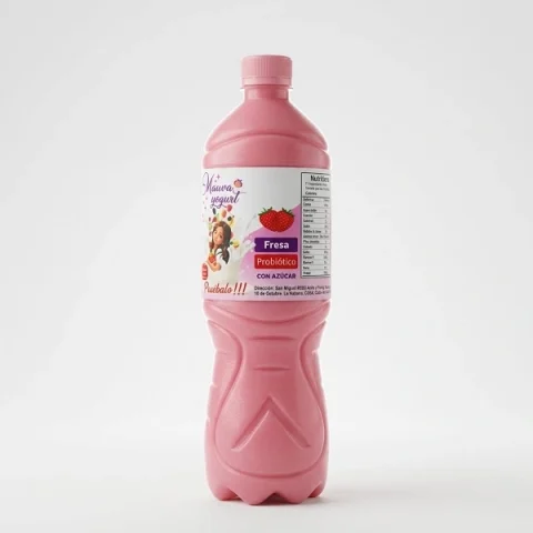 Yogurt probiótico artesanal Mauva sabor a fresa botella 1 litro para flora intestinal