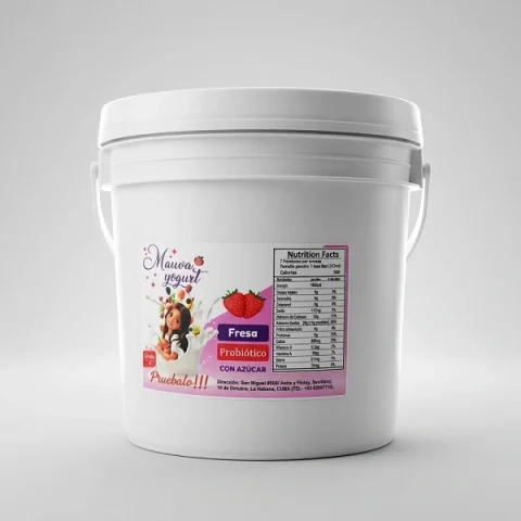 Cubeta de 4 litros de Yogurt Probiótico Mauva sabor Fresa enriquecido con calcio y nutrientes digestivos