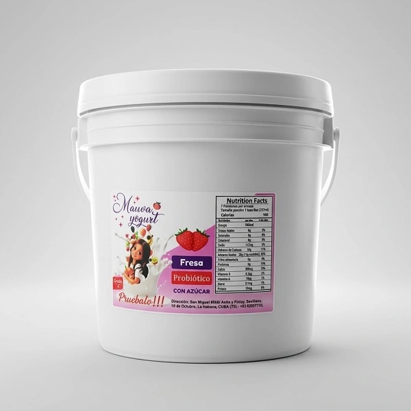 Cubeta de 4 litros de Yogurt Probiótico Mauva sabor Fresa enriquecido con calcio y nutrientes digestivos