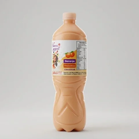 Botella de yogurt probiótico Mauva sabor naranja 1L fresco para la salud digestiva