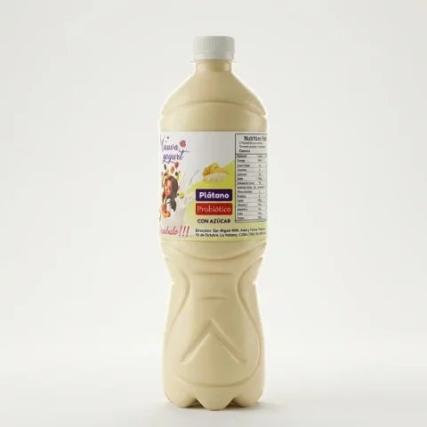 Yogurt probiótico plátano Mauva botella de 1 litro con cultivo activo para digestión rápida