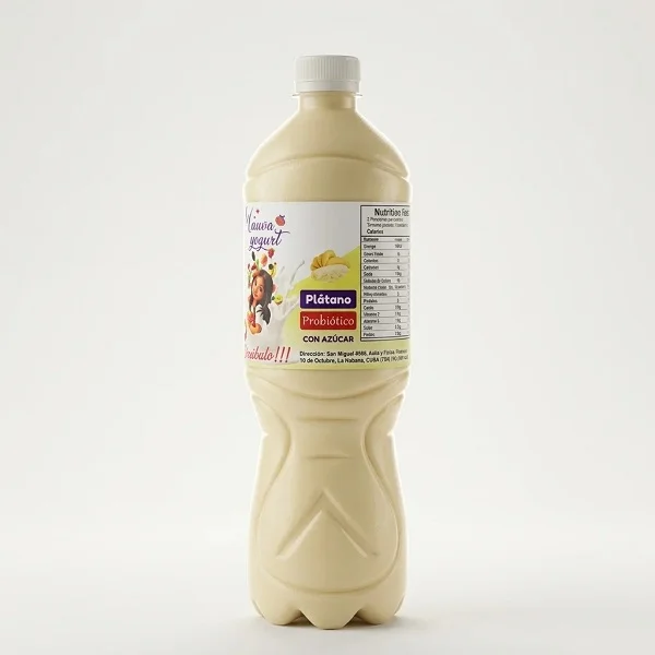 Yogurt probiótico plátano Mauva botella de 1 litro con cultivo activo para digestión rápida
