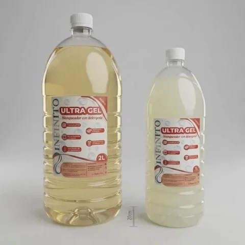 Infinito Ultra Gel Blanqueador con detergente concentrado para ropa y vajilla en formato 1L y 2L